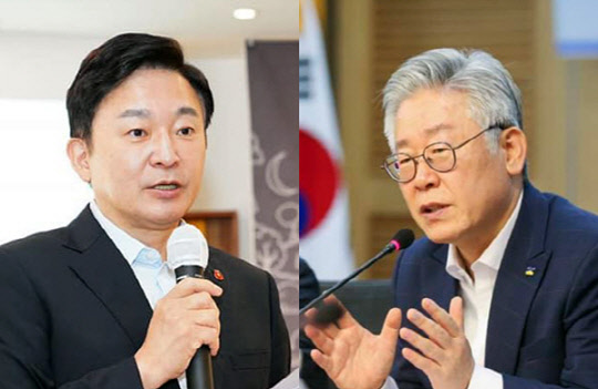 원희룡 제주도지사(왼쪽)와 이재명 경기도지사.[페이스북 캡처]